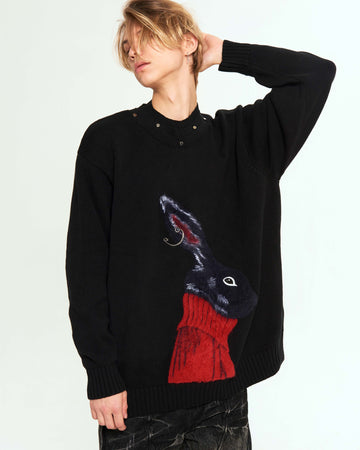 RAF VALOIS 23SS WARM POWER series Year of the Rabbit limited plush embroidered deconstructed sweater