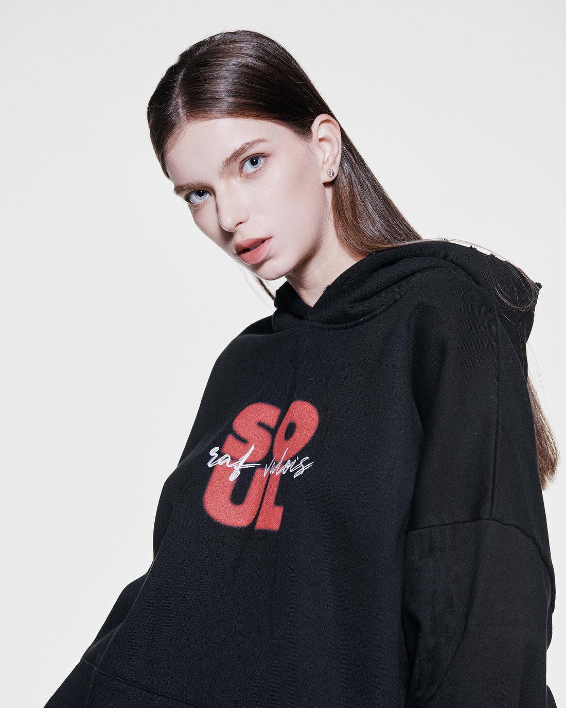RAF VALOIS 24SS SOUL Embroidered Loose Hoodie